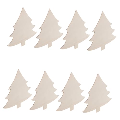 LABRIMP 8 Stück Teiliges Unfertige Holzanhänger Weihnachtsbaumform Unbemalte Holzscheiben Glatte Oberfläche Sicher Für DIY Bastelprojekte Familienfeiern Festliche Dekoration von LABRIMP