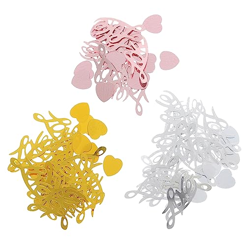 LABRIMP 900 Stück Hochzeit Konfetti Buchstabenform Silber Gold Roségold Glänzende Tischdeko für Hochzeitsfeier Valentinstag Party Umweltfreundliche Streudeko mit Romantischem Design von LABRIMP