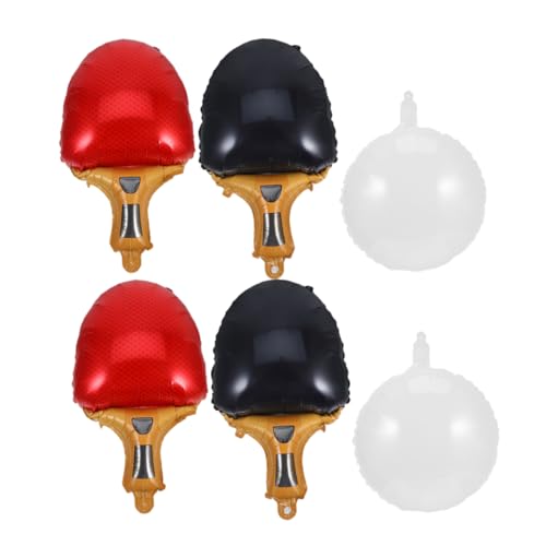 LABRIMP Aluminium Tischtennis Luftballons Teiliges Sportparty mit Roten und Schwarzen Schlägern Plus Weißen Bällen Vielseitige Sport und Geburtstagsfeier Deko für Innen und Außen von LABRIMP