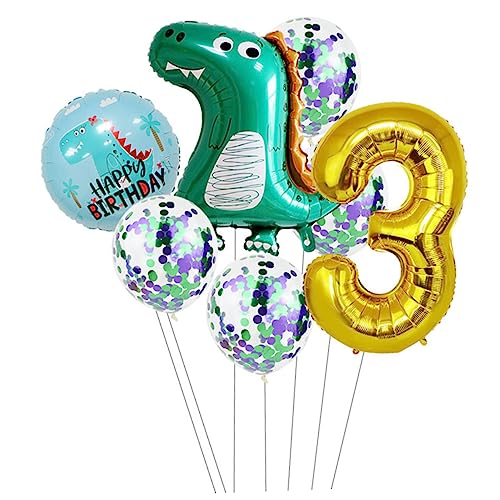 LABRIMP Dinosaurier Luftballon Set Partydeko Geburtstagsfeier Folienballons Transparent mit Glitzer für Familienfest und Festliche Anlässe von LABRIMP