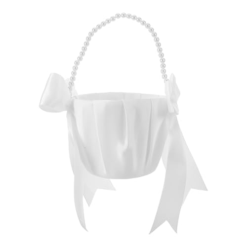 LABRIMP Eleganter Hochzeits Blumenkorb mit Perlenhandgriff und Schleife für Blumenkinder um Blütenblätter bei Zeremonien und Hochzeitsfeiern zu Tragen LABRIMP Eleganter Hochzeits Blumenkorb mit Perlenhandgriff und Schleife für Blumenkinder um Blütenblätter bei Zeremonien und Hochzeitsfeiern zu Tragen von LABRIMP