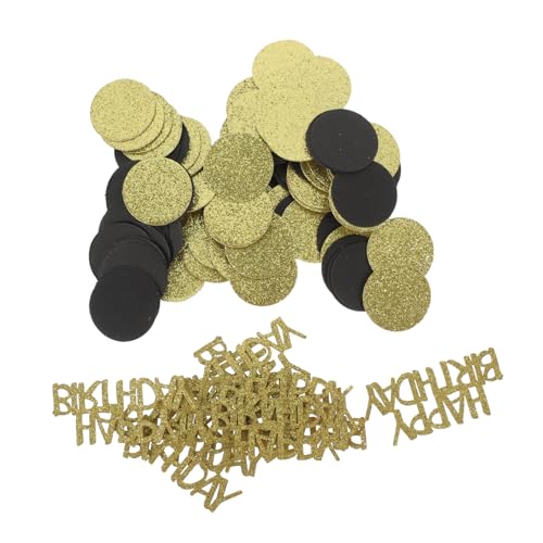 LABRIMP Glitzer Papierkonfetti Gold Happy Birthday Tischdeko Streudeko Partydeko Geburtstagsfeier Festlich Vielseitig Verwendbar für Dekoration und Basteln von LABRIMP