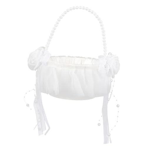 LABRIMP Hochzeitsblumenkorb für Blumenmädchen Eleganter mit Perlen Verzierter Korb für Hochzeiten Dekoration für Feiern für Blumen oder Rosenblätter LABRIMP Hochzeitsblumenkorb für Blumenmädchen Eleganter mit Perlen Verzierter Korb für Hochzeiten Dekoration für Feiern für Blumen oder Rosenblätter von LABRIMP