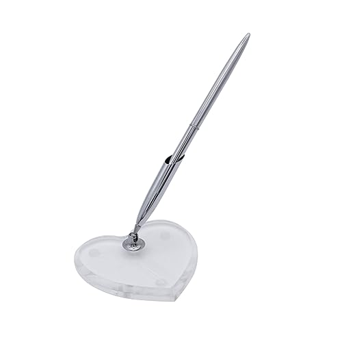 LABRIMP Hochzeitsgast Kugelschreiber Silber mit Herzförmiger Stifthalter Drehbar für Hochzeit Empfang Junggesellinnenabschied LABRIMP Hochzeitsgast Kugelschreiber Silber mit Herzförmiger Stifthalter Drehbar für Hochzeit Empfang Junggesellinnenabschied von LABRIMP