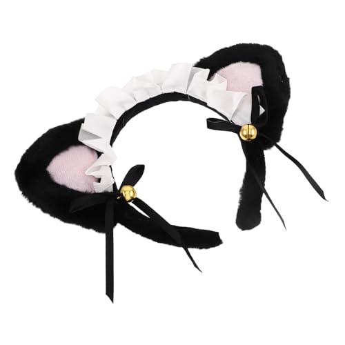 LABRIMP Lolita Spitzen Katzenohren Stirnband mit Schleife Vielseitiges Cosplay accessoire für Frauen Bequemes Kostüm Haarband für Maid Outfits und Partys von LABRIMP