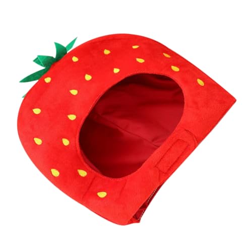 LABRIMP Partyhut Kopfbedeckung Aus Plüschfrüchten Erdbeer-haarband Frucht-cosplay-mütze Erdbeerkostüm Lustiger, Neuartiger Hut Erdbeer-kopfbedeckung Rot Erdbeere Thailand Pp Baumwolle von LABRIMP