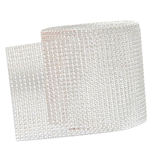 LABRIMP Rhinestone Mesh Band Reihen Strass-deko Silberfarben Verschleißfestes Schmuckband für Hochzeits Geburtstagsdekoration Vielseitiges Glitzerband für Kuchen Kleidung DIY und von LABRIMP