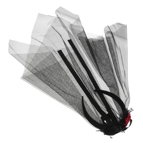 LABRIMP Schwarzes Haarband mit Schleier und Realistischer Rosenverzierung Rutschfestes Halloween Braut-accessoire mit Atmungsaktivem Netzstoff Komfortabler Kopfschmuck für Tag der Toten von LABRIMP