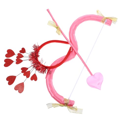 LABRIMP Valentinstag Amor Bogen und Set mit Glitzer Herz Haarreif Romantisches Cosplay Partyzubehör für Damen und Vielseitiges Kostüm Accessoire für Themenfeste von LABRIMP