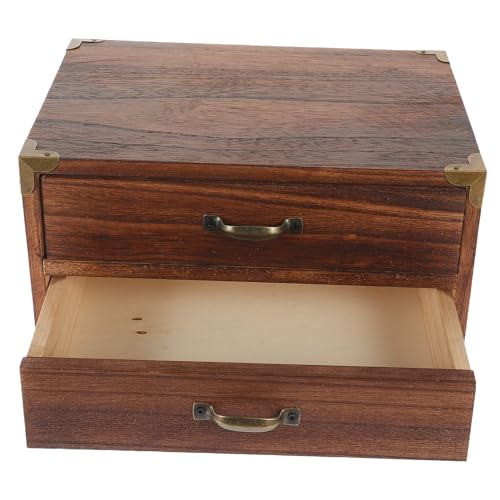 LABRIMP Vintage Holz Schubladenbox für Schreibtisch Kompakte Aufbewahrungsbox mit Schubladen zur Ordnung von Schmuck Büromaterial und Dekoration Stilvolles Design für Zuhause von LABRIMP