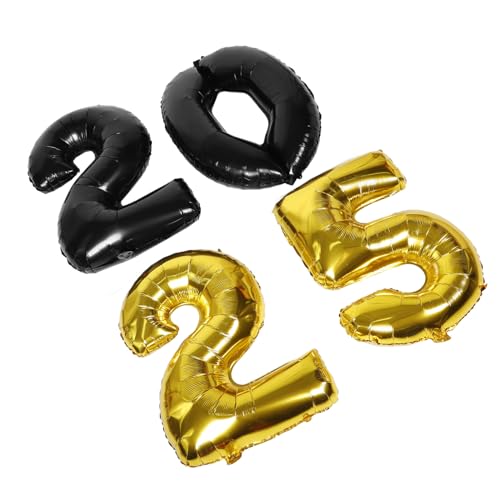 LABRIMP Zahlen Luftballons Schwarz Gold Aluminiumfolie für Silvester Party Dekoration Zahlenballons Jubiläum Feier Graduation Party Zubehör von LABRIMP