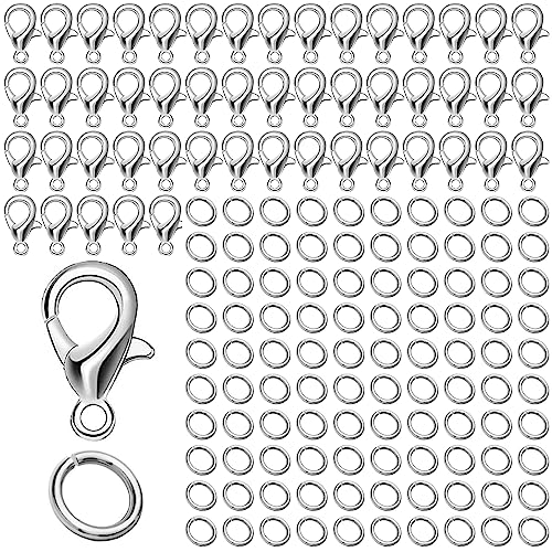 50 Stück Kettenverschluss,Armband Verschluss,Verschlüsse für Armbänder,Ketten Verschlüsse,Verschluss Kette,Schmuck Verschlüsse,Schmuckverschlüsse,mit 100 Biegeringe,für Schmuckherstellung,Silber 50 Stück Kettenverschluss,Armband Verschluss,Verschlüsse für Armbänder,Ketten Verschlüsse,Verschluss Kette,Schmuck Verschlüsse,Schmuckverschlüsse,mit 100 Biegeringe,für Schmuckherstellung,Silber von LABUYI