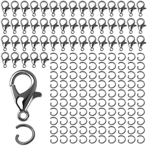 50 Stück Kettenverschluss,Armband Verschluss,Verschlüsse für Armbänder,Ketten Verschlüsse,Verschluss Kette,Schmuck Verschlüsse,Schmuckverschlüsse,mit 100 Biegeringe,für Schmuckherstellung,Grauschwarz 50 Stück Kettenverschluss,Armband Verschluss,Verschlüsse für Armbänder,Ketten Verschlüsse,Verschluss Kette,Schmuck Verschlüsse,Schmuckverschlüsse,mit 100 Biegeringe,für Schmuckherstellung,Grauschwarz von LABUYI