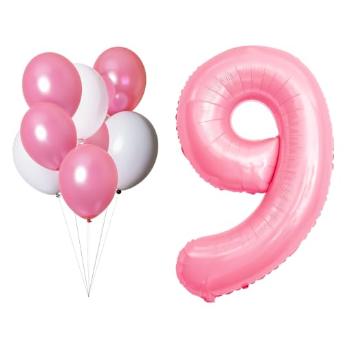LAC Ballon Rosa Geburtstag 9 Jahre Mädchen - Set 5 Stück Luftballons Pink und 3 Stück Weiße Ballons - Luftballons Kindergeburtstag LAC Ballon Rosa Geburtstag 9 Jahre Mädchen - Set 5 Stück Luftballons Pink und 3 Stück Weiße Ballons - Luftballons Kindergeburtstag von LAC EVERYTHING EVERYWHERE