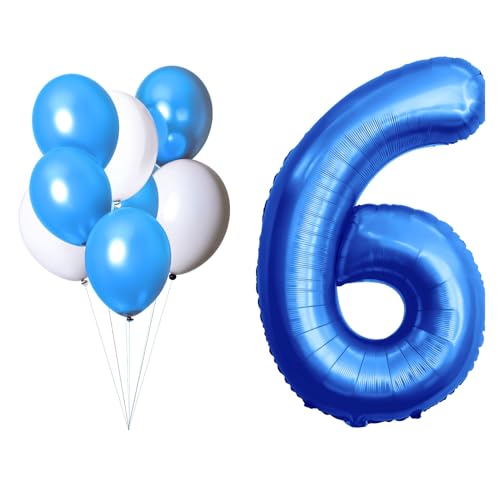 LAC EVERYTHING EVERYWHERE Luftballon 6 - Set mit 5 Luftballon Blau und 3 Weißen - Deko 6. Geburtstag Junge - Folienballon Zahl Deko Blau - Helium oder Luft Aufblasbar LAC EVERYTHING EVERYWHERE Luftballon 6 - Set mit 5 Luftballon Blau und 3 Weißen - Deko 6. Geburtstag Junge - Folienballon Zahl Deko Blau - Helium oder Luft Aufblasbar von LAC EVERYTHING EVERYWHERE