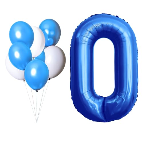 LAC Luftballon Blau 0 Zahl - Set 5 Stück Blaue Ballons und 3 Stück Weiße Ballons - Baby Partydekorationen Geburtstag Zahlenluftballons LAC Luftballon Blau 0 Zahl - Set 5 Stück Blaue Ballons und 3 Stück Weiße Ballons - Baby Partydekorationen Geburtstag Zahlenluftballons von LAC EVERYTHING EVERYWHERE