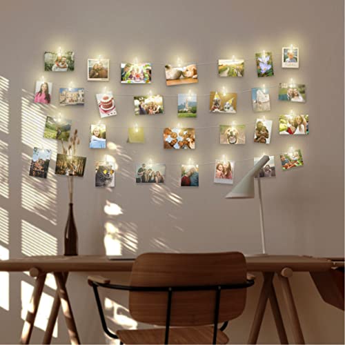 LAC FUTURE Lichterkette mit Klammern für Fotos 5m 50 LED 30 Fotoclips - Teenager Zimmer Deko Wand (Warmweiß) von LAC FUTURE