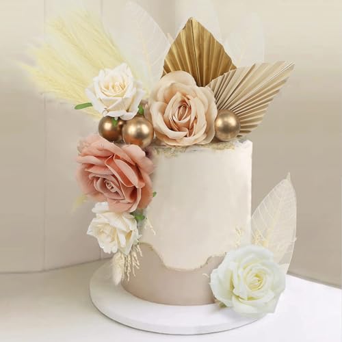 LACGO 22 Stück Boho Tortenaufsatz Dekoration - Rose Blume Tortendeko Palmenblätter Kuchendekoration Kugel Weiß Pampasgras Deko für Geburtstag Hochzeit Braut Babyparty LACGO 22 Stück Boho Tortenaufsatz Dekoration - Rose Blume Tortendeko Palmenblätter Kuchendekoration Kugel Weiß Pampasgras Deko für Geburtstag Hochzeit Braut Babyparty von LACGO