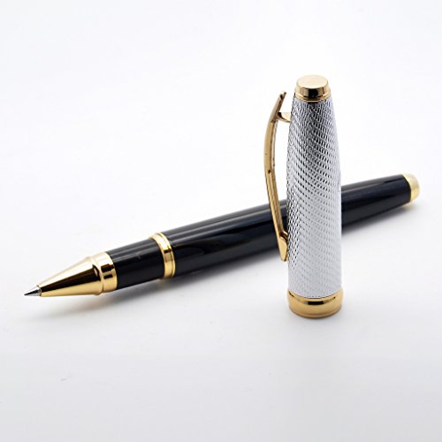 LACHIEVA LUX Edler Metall-Roller mit Schneider TOP 850 Ersatzmine aus Deutschland, süßer Kugelschreiber Geschenk für Herren (schwarz/gold) von LACHIEVA LUX