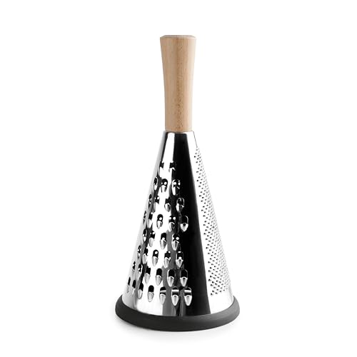 Lacor - 61366 - Konische Reibe aus Edelstahl, Griff aus Buchenholz, drei Arten von Gitterrosten, rutschfester Boden, 12 cm x 27 cm Lacor - 61366 - Konische Reibe aus Edelstahl, Griff aus Buchenholz, drei Arten von Gitterrosten, rutschfester Boden, 12 cm x 27 cm von LACOR