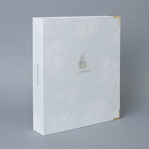 Lacupella 3,8 cm, 3 Ringbuch, goldene D-Ringe für Schablonen, Rezeptprojekte, Papier-Organizer, große Größe 30,5 x 26,7 cm, weiß mit UV-Blumenmuster, auslaufsicher und leicht zu reinigen von LACUPELLA