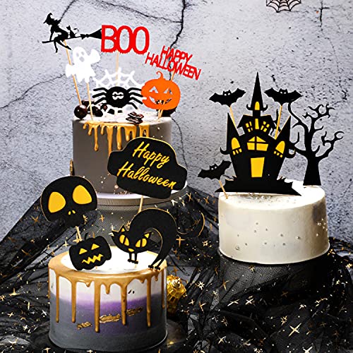 LAEMILIA 12 Set/24 Stück Halloween Cupcake Topper und Wrapper Dekorationen Perfekt für Halloween Party Kuchen Dekoration (15 Set, D) von LAEMILIA