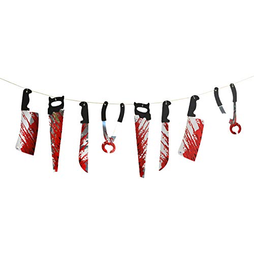 LAEMILIA Fake Plastic Blutige Mordwaffe Blutige Girlande Halloween Messer hängen Banner gefälschte Folter hängende Messer für Blood Splatter Party Dekoration Geschenk (Set) von LAEMILIA