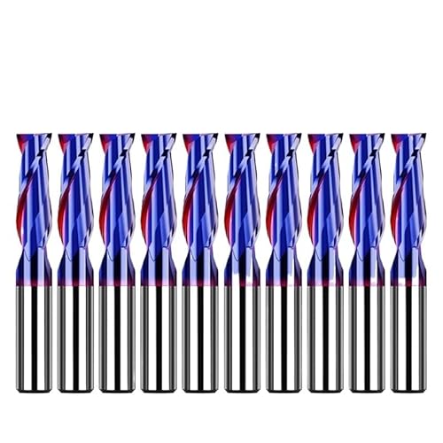 1/5/10 Stück HRC65 2 Flöten Hartmetall-Schaftfräser Metallfräser Wolframstahl-Fräser CNC-Drehwerkzeug Beschichteter Flachschaftfräser(10pcs HRC65 2F,D4xD4x100L) von LAERNPU