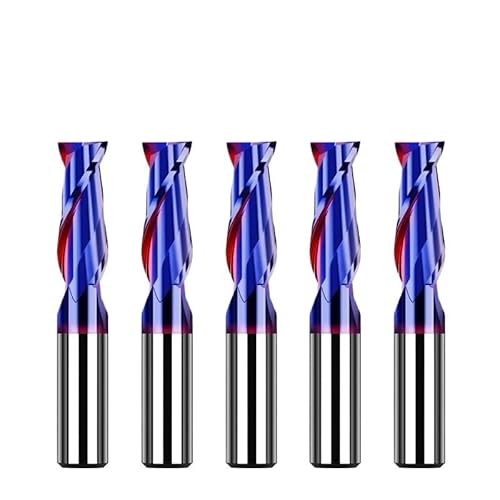 1/5/10 Stück HRC65 2 Flöten Hartmetall-Schaftfräser Metallfräser Wolframstahl-Fräser CNC-Drehwerkzeug Beschichteter Flachschaftfräser(5pcs HRC65 2F,D4xD4x100L) von LAERNPU