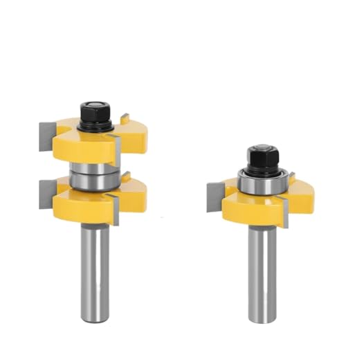 2 stücke 12mm 1/2 Zoll Schaft Zunge Nut Router Bits Set Lager 1-1/2 Fräser for Holz Holzbearbeitung werkzeuge Bit(12.7mm shank) von LAERNPU