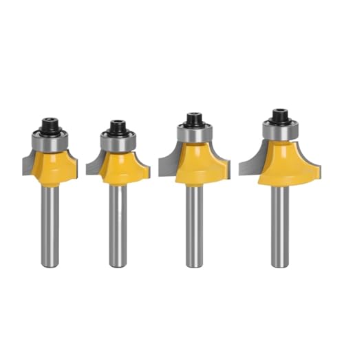 4 stücke 6mm Oder 1/4 "Schaft Kleine Ecke Runde Router Bit for Holz Kanten Holzbearbeitung Mühle Klassische Cutter bit for(6mm shank set) von LAERNPU