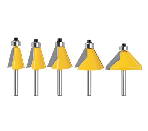 5 Stück 6 mm 8 12 1/4′′ 1/2′′ Schaft Groß 11,2 15 22, 30 45 Grad Fase Abschrägung Kantenfräser Holz(5PCS 8mm Shank) von LAERNPU