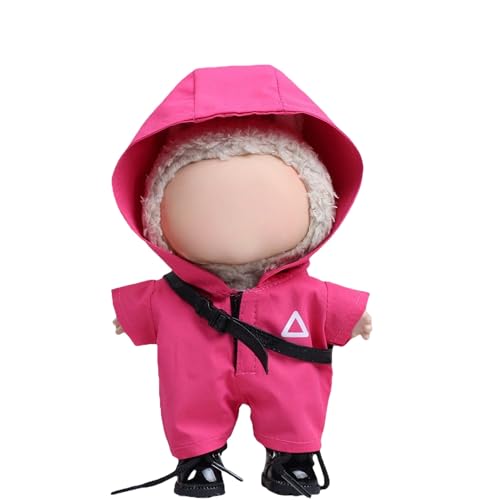 Kleidung für 17 cm Puppen-Outfit, stilvolle, bezaubernde Puppenkleidung, Zubehör, Rosenrot, Puppen-Set mit Kapuze und Schulranzen für Puppensammlung (Rosenrot, Einheitsgröße) von LAFUFU