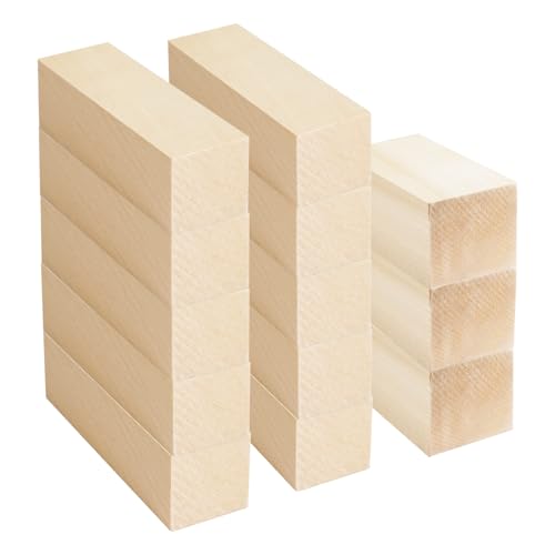 LAGAHS 3 Stück 5 x 5 x 10 cm und 10 Stück 3 x 3 x 10 cm Holz, unlackierte Lindenholzschnitzblöcke, glatte Oberfläche, Holzschnitzerei für Heimwerker, Schnitzerei für Anfänger von LAGAHS