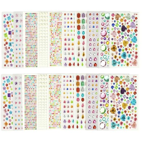 LAGAHS 5548PCS Edelstein-Sticker, selbstklebende Strass-Sticker, glitzernde Flatback verschiedene Formen mehrfarbig Kristall für Basteln, Schmuck, DIY, dekorativ und Kleben von LAGAHS