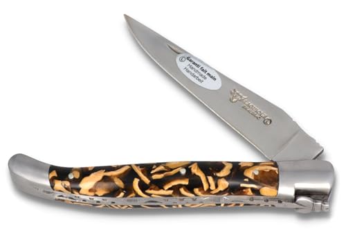 Laguiole en Aubrac Taschenmesser - 12cm Griff Walnuss-Schale/Acryl - Frankreich Messer - Klinge und Backen matt - Original mit Zertifikat von LAGUIOLE EN AUBRAC L