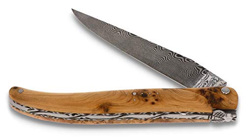 Laguiole en Aubrac Messer 12 cm - Wacholder plein manche - Zisellierte Platine - Damastklinge - Frankreich Taschenmesser von Laguiole en Aubrac
