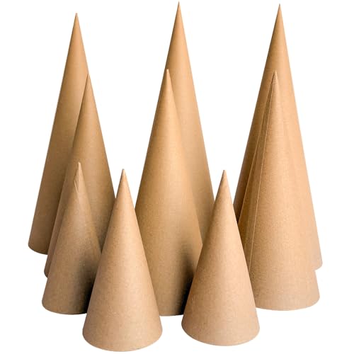 Pappmaché-Kegel, offener Boden, 34,9 x 12,7 cm, 25,4 x 10,2 cm, 15 x 7 cm, extra dicker Karton, Bastelkegel für Weihnachtswichtel, Weihnachtsbaumdekoration, DIY, Kunst, Handwerk, Braun, 9 Stück Pappmaché-Kegel, offener Boden, 34,9 x 12,7 cm, 25,4 x 10,2 cm, 15 x 7 cm, extra dicker Karton, Bastelkegel für Weihnachtswichtel, Weihnachtsbaumdekoration, DIY, Kunst, Handwerk, Braun, 9 Stück von LAIAMER