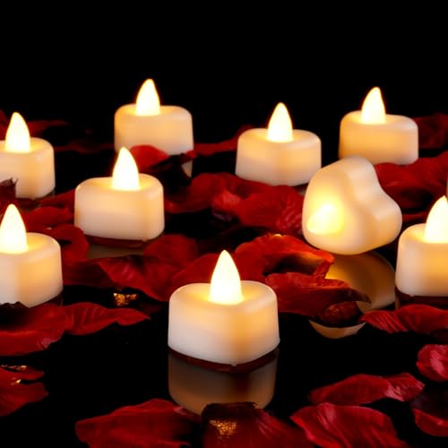 1000 Stück Künstliche Rosenblätter mit 12 Herz LED Teelichter Kerzen Kit, Rosenblätter und Kerzen Set für Antrag, Jahrestag, Valentinstag, besondere romantische Nacht, Hochzeit Tischdekoration 1000 Stück Künstliche Rosenblätter mit 12 Herz LED Teelichter Kerzen Kit, Rosenblätter und Kerzen Set für Antrag, Jahrestag, Valentinstag, besondere romantische Nacht, Hochzeit Tischdekoration von LAIBUY