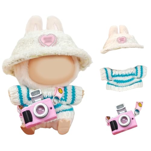 Kleidung für 17 cm große Plüschpuppe, kleines Kleidungsset, 3-teiliges Outfit für 17 cm große Puppen, inklusive Hut, Pullover oder Strampler, Kamera, Kleid, um Puppen zu beeindrucken (keine Puppe) Kleidung für 17 cm große Plüschpuppe, kleines Kleidungsset, 3-teiliges Outfit für 17 cm große Puppen, inklusive Hut, Pullover oder Strampler, Kamera, Kleid, um Puppen zu beeindrucken (keine Puppe) von LAIBUY
