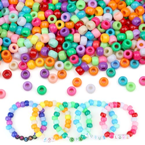LAIDANLA Bunte Pony-Perlen, 6 x 9 mm, für Freundschaftsarmbänder, verschiedene Kunststoff-Bastelperlen, Großpackung für Haarzöpfe, Schmuckherstellung, 1000 Stück LAIDANLA Bunte Pony-Perlen, 6 x 9 mm, für Freundschaftsarmbänder, verschiedene Kunststoff-Bastelperlen, Großpackung für Haarzöpfe, Schmuckherstellung, 1000 Stück von LAIDANLA