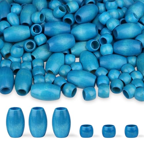 LAIDANLA Holzperlen, Pfauenblau, großes Loch, lose Abstandshalter, natürliche Holzperlen, Haarperlen für Makramee, Armbänder, Halsketten, Haare, DIY, Handwerk, handgefertigte Dekoration, 135 Stück LAIDANLA Holzperlen, Pfauenblau, großes Loch, lose Abstandshalter, natürliche Holzperlen, Haarperlen für Makramee, Armbänder, Halsketten, Haare, DIY, Handwerk, handgefertigte Dekoration, 135 Stück von LAIDANLA