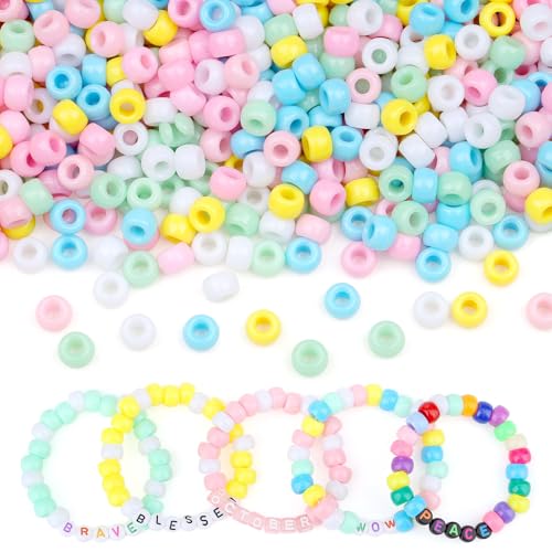 LAIDANLA Macaron-Pony-Perlen für Armbandherstellung, 6 x 9 mm, Haarperlen für Zöpfe, Kunststoff-Kandi-Perlen zum Basteln, 1000 Stück LAIDANLA Macaron-Pony-Perlen für Armbandherstellung, 6 x 9 mm, Haarperlen für Zöpfe, Kunststoff-Kandi-Perlen zum Basteln, 1000 Stück von LAIDANLA