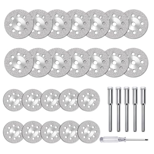 25 Stück LAINIKE Diamant Trennscheiben 22mm Mini Gelochte Trennscheiben Diamant Schneidscheiben Diamantscheibe mit 5 Stück 3 mm Dorn für Rotationswerkzeug Zubehör, Fliese, Glas, Stein, Holz 25 Stück LAINIKE Diamant Trennscheiben 22mm Mini Gelochte Trennscheiben Diamant Schneidscheiben Diamantscheibe mit 5 Stück 3 mm Dorn für Rotationswerkzeug Zubehör, Fliese, Glas, Stein, Holz von LAINIKE