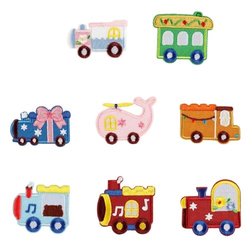 1. 8 x Cartoon-Fahrzeug-Aufnäher zum Aufbügeln, bestickte Applikationen für Kinderkleidung, Auto-Stickerei 1. 8 x Cartoon-Fahrzeug-Aufnäher zum Aufbügeln, bestickte Applikationen für Kinderkleidung, Auto-Stickerei von LAIOUSN