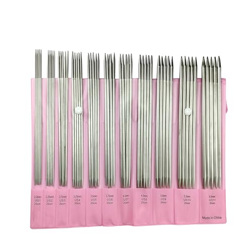 11 Paar Doppelstricknadeln aus Edelstahl zum Weben von Pullovern, Mützen, Taschen, 2,0 mm - 6,0 mm, Doppelspitzen-Stricknadel, Mütze, Strickausrüstung 11 Paar Doppelstricknadeln aus Edelstahl zum Weben von Pullovern, Mützen, Taschen, 2,0 mm - 6,0 mm, Doppelspitzen-Stricknadel, Mütze, Strickausrüstung von LAIOUSN
