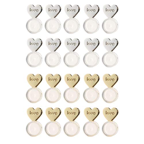 20 Stück Herz-Ohrring-Verschlüsse, Ersatz für Ohrring-Verschlüsse, sicher verschließbare Ohrring-Verschlüsse für Ohrstecker 20 Stück Herz-Ohrring-Verschlüsse, Ersatz für Ohrring-Verschlüsse, sicher verschließbare Ohrring-Verschlüsse für Ohrstecker von LAIOUSN