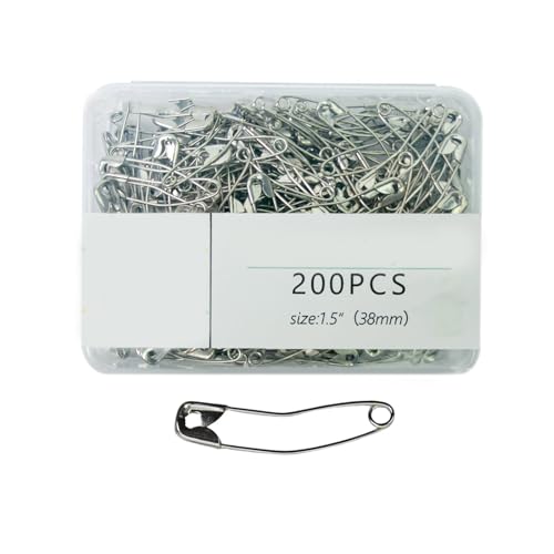 200 Stück gebogene Nadeln, 38 mm oder 51 mm, zum Befestigen von Kleidung, Metall, Quilten, gebogen, Basting für Nähprojekte, Näharbeiten von LAIOUSN