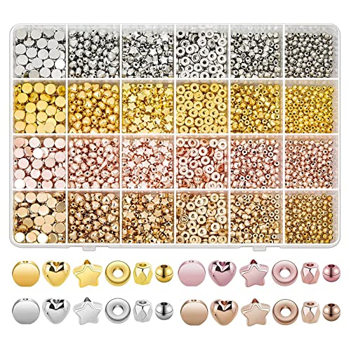 2160 Stück gemischte Abstandshalter-Perlen, Kombinations-Charms, 6 Stile, lose Perlen für Halsketten, Ohrringe 2160 Stück gemischte Abstandshalter-Perlen, Kombinations-Charms, 6 Stile, lose Perlen für Halsketten, Ohrringe von LAIOUSN