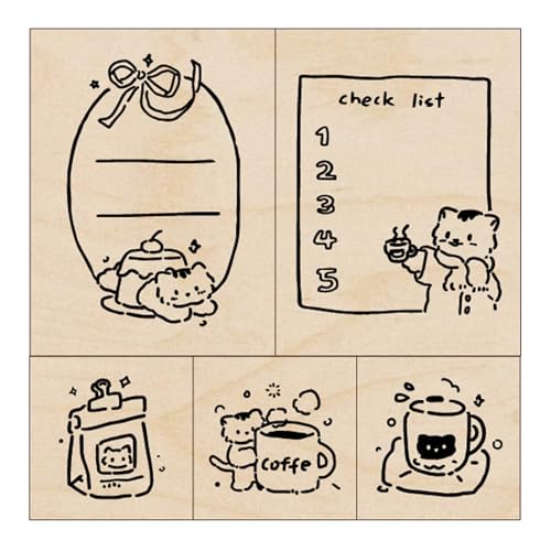 5 Stück Cartoon Katzen Stempel Holz Gummi Stempel Schöne Tier Dekorativer Stempel für Bastelkarten Scrapbooking Fotoalbum 5 Stück Cartoon Katzen Stempel Holz Gummi Stempel Schöne Tier Dekorativer Stempel für Bastelkarten Scrapbooking Fotoalbum von LAIOUSN